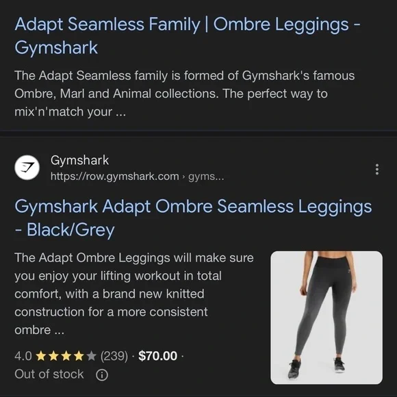 Gymshark ADAPT Ombré SEAMLESS RIBBED LEGGINGS Top-Rated Athleisure Leggings - Picture 6 of 6